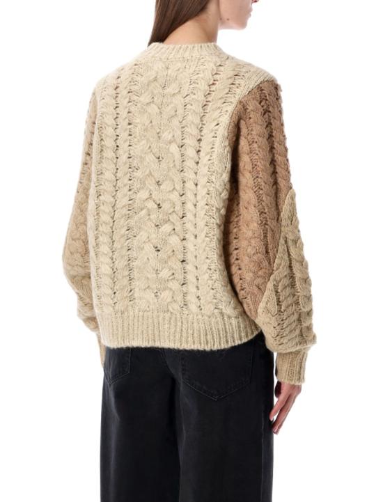 25FW 이자벨마랑에뚜왈 DARYL 케이블 니트 패치워크 스웨터 PU0701FAC3L04E90BE Neutrals - ISABEL MARANT ETOILE