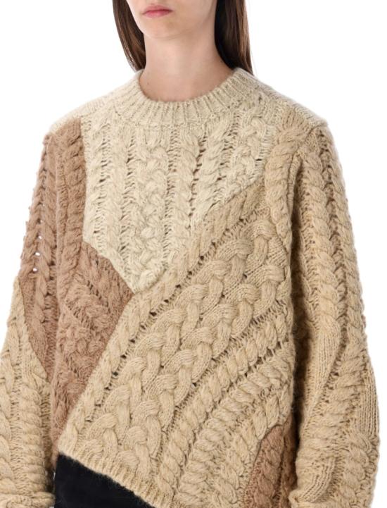 25FW 이자벨마랑에뚜왈 DARYL 케이블 니트 패치워크 스웨터 PU0701FAC3L04E90BE Neutrals - ISABEL MARANT ETOILE