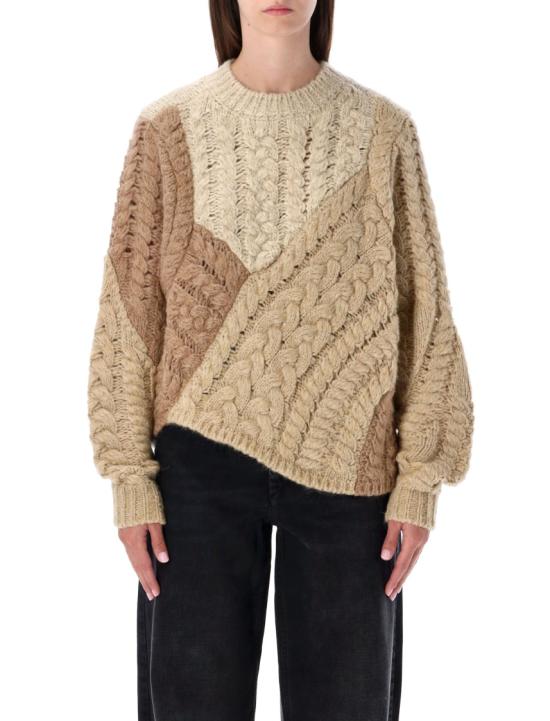 25FW 이자벨마랑에뚜왈 DARYL 케이블 니트 패치워크 스웨터 PU0701FAC3L04E90BE Neutrals