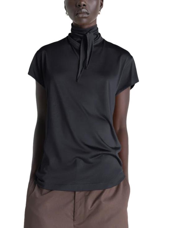26SS 르메르 반팔 풀라드 탑 TS0020 LJ1049BR498 Black - LEMAIRE