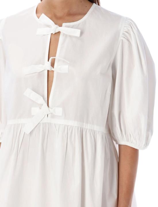 26SS 가니 코튼 포플린 타이 스트링 미니 드레스 F91706479151 White - GANNI