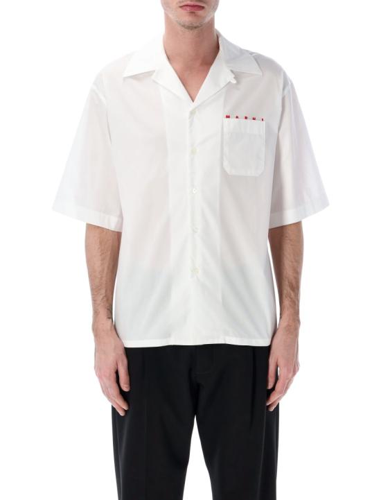26SS 마르니 로고 포켓 반팔 셔츠 CUMU0213PPUSCT88LRW01 White