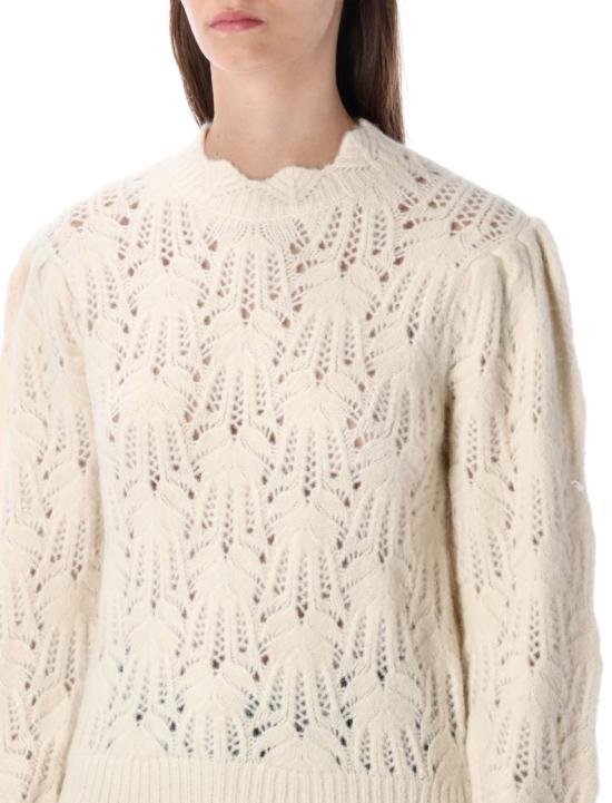 25FW 이자벨마랑에뚜왈 레이스 니트 퍼프 슬리브 크루넥 스웨터 PU0727FAC3L08E23EC Neutrals - ISABEL MARANT ETOILE