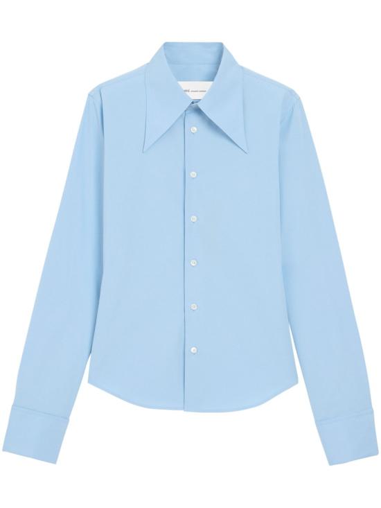 26SS 아미 블렌디드 실크 샤프 칼라 어드저스티드 셔츠 FSH817 CO0063484 Blue