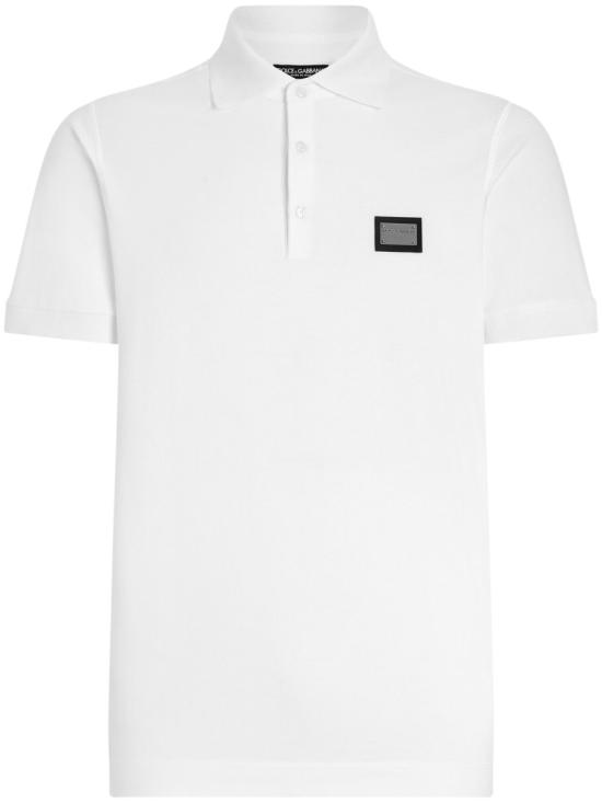 26SS 돌체앤가바나 로고 코튼 피케 폴로 셔츠 G8PL4TG7P1DW0800 White