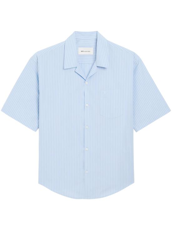 26SS 아미 코튼 숏슬리브 아미 드 하트 박시 셔츠 HSH833 CO02194844 Blue