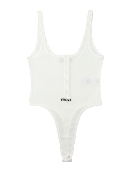 26SS 베르사체 로고 자수 립드 코튼 바디수트 10196881A095511W010 White