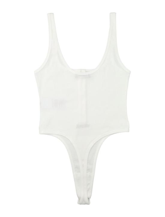 26SS 베르사체 로고 자수 립드 코튼 바디수트 10196881A095511W010 White - VERSACE