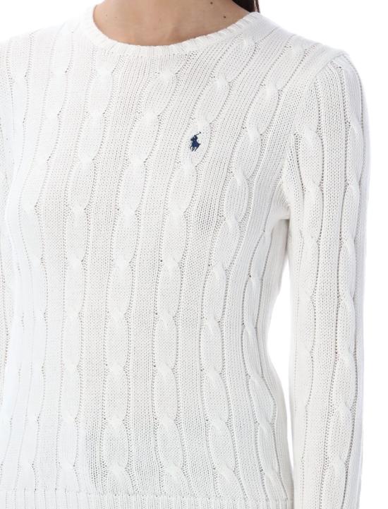 26SS 폴로 랄프로렌 포니 로고 피마코튼 케이블 니트 스웨터 211971869007 White - POLO RALPH LAUREN