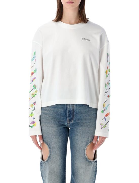 26SS 오프화이트 긴팔 티셔츠 OWAB038S26JER0010149 White