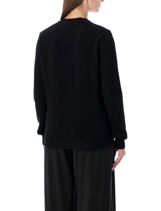25FW 꼼데가르송 플레이 레드 하트 x 라인스톤 라운드 넥 가디건 AX N802 0511 Black - COMME DES GARCONS