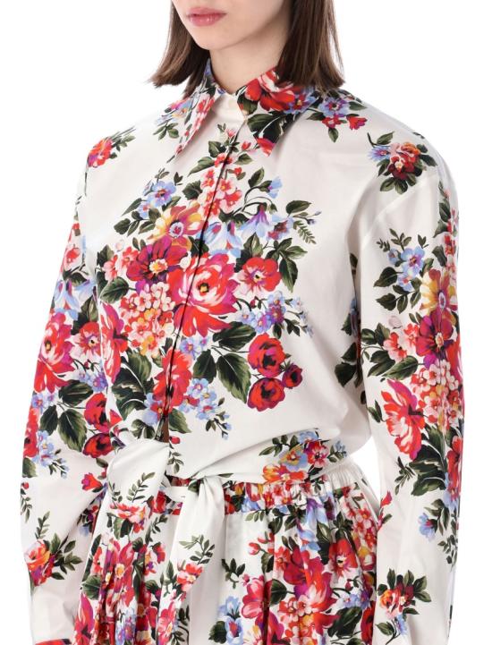 26SS 돌체앤가바나 플라워 부케 프린트 코튼 셔츠 F5T76THS5UUHA5ZO White - DOLCE & GABBANA