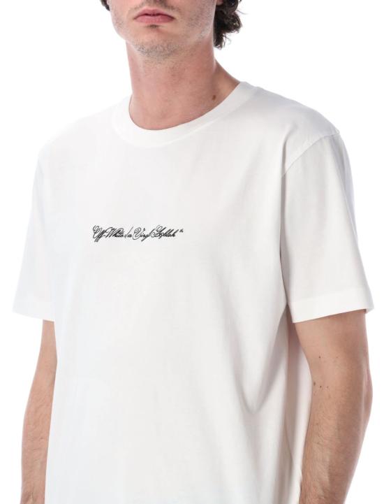 26SS 오프화이트 스크립트 애로우 슬림 티셔츠 OMAA027S26JER0021000 White - OFF WHITE