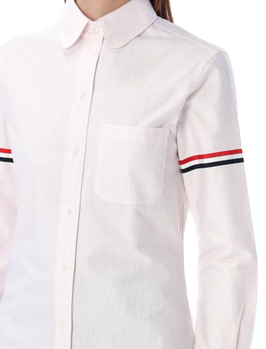 26SS 톰브라운 클래식 스트라이프 옥스포드 암밴드 라운드 칼라 셔츠 FLL019E00098680 White - THOM BROWNE