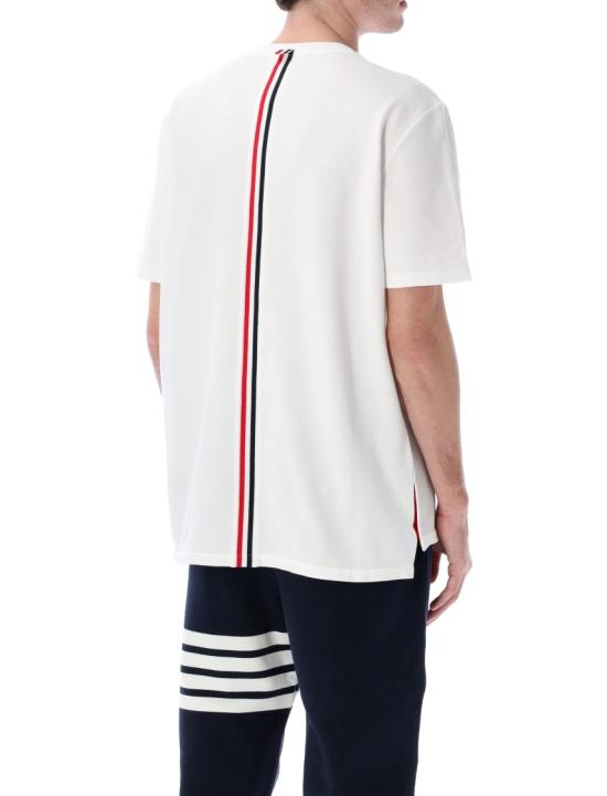 26SS 톰브라운 피케 센터 백 스트라이프 릴렉스 핏 티셔츠 MJS056A00050100 White - THOM BROWNE