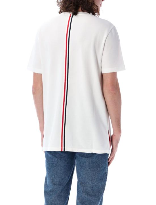 26SS 톰브라운 피케 센터 백 스트라이프 릴렉스 핏 티셔츠 MJS056A00050100 White - THOM BROWNE