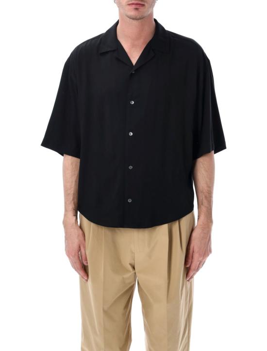 26SS 아미 숏슬리브 자수 아미 파리 박시 셔츠 HSH830VI0036001 Black
