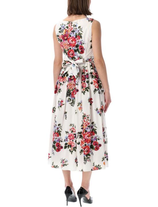 26SS 돌체앤가바나 플라워 부케 프린트 코튼 드레스 F612PTHS5UUHA5ZO White - DOLCE & GABBANA