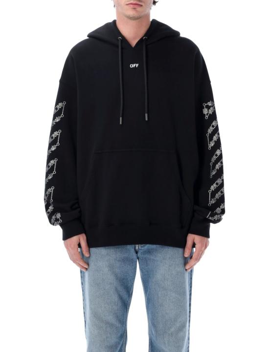 26SS 오프화이트 후드 티셔츠 OMBB085S26FLE0050001 Black