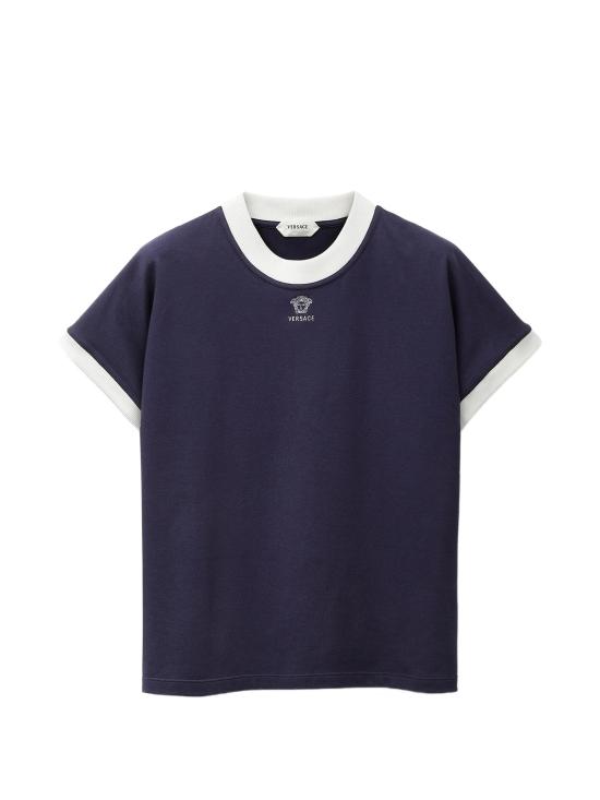 26FW 베르사체 반팔 티셔츠 10248241A18639 2U4M0 Blu