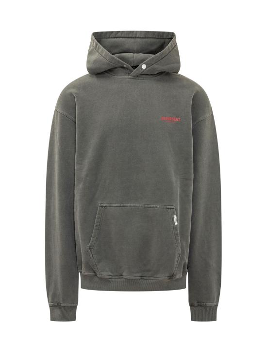 26FW 리프레젠트 후드 티셔츠 OCM41113 02 WASHED BLACK