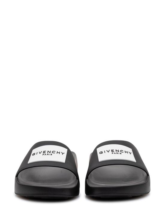 26FW 지방시 러버 라벨 슬라이드 뮬 BH302MH1XL 001 BLACK - GIVENCHY