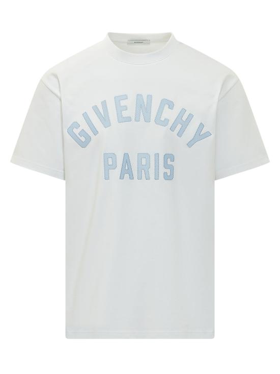 26FW 지방시 맥시 로고 코튼 티셔츠 BM71NK3YRS 128 WHITE LIGHT BLUE