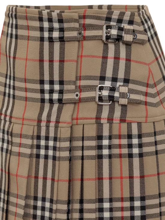 26FW 버버리 플리츠 체크 울 미니 킬트 스커트 8025832 A7028 BEIGE - BURBERRY