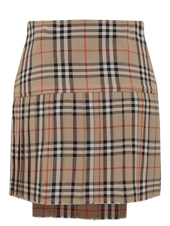 26FW 버버리 플리츠 체크 울 미니 킬트 스커트 8025832 A7028 BEIGE - BURBERRY