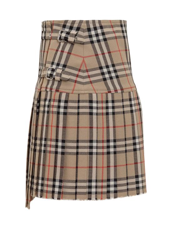 26FW 버버리 플리츠 체크 울 미니 킬트 스커트 8025832 A7028 BEIGE - BURBERRY