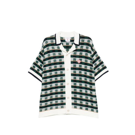26FW 카사블랑카 반팔 셔츠 PF26 KW 1425 01 MULTI GREEN WHITE