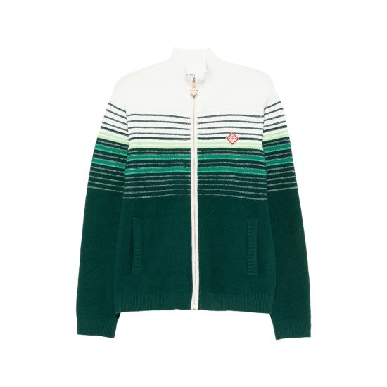 26FW 카사블랑카 가디건 PF26 KW 1419 01 WHGRE GREEN WHITE