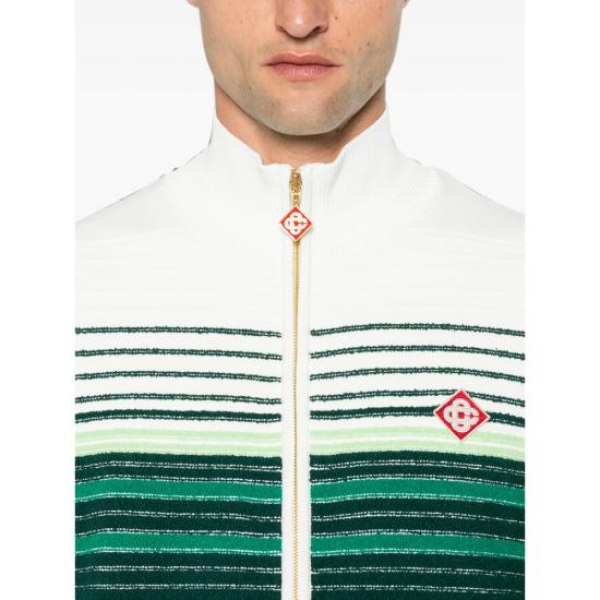 26FW 카사블랑카 가디건 PF26 KW 1419 01 WHGRE GREEN WHITE - CASABLANCA
