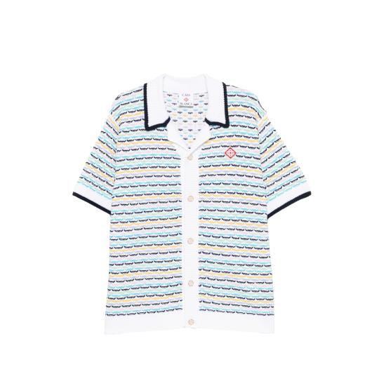 26FW 카사블랑카 반팔 셔츠 PF26 KW 1209 01 MULTI WHITE BLUE