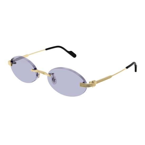 26SS 까르띠에 선글라스 골드톤 액센트가 돋보이는 타원형 무테 - CARTIER