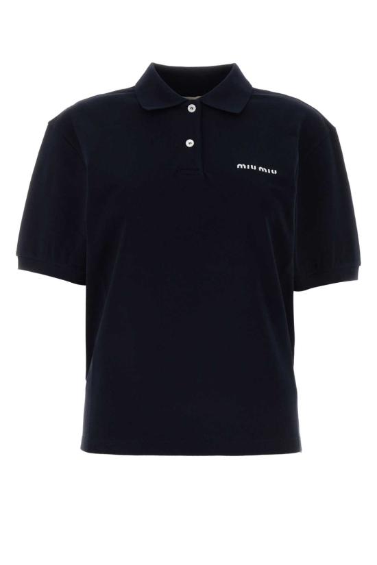 26FW 미우미우 로고 자수 폴로 셔츠 MJN535SOOO14RW F0008 Blue