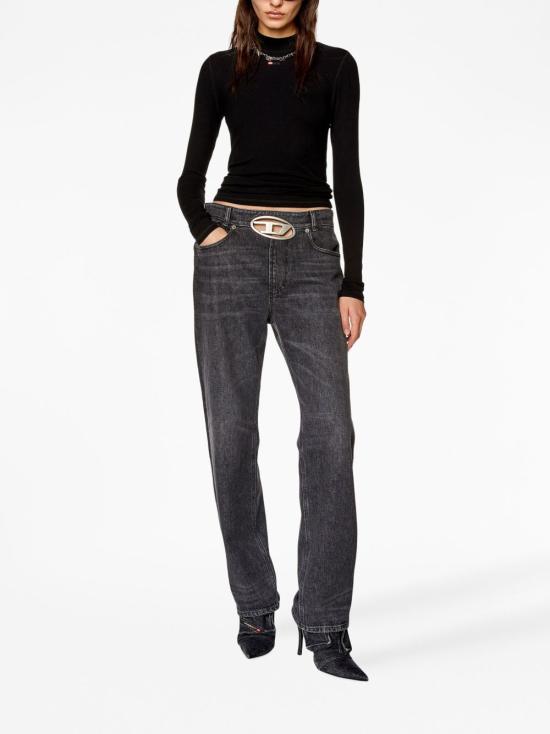 26FW 디젤 T 목키 Ls 마이크로디브 모크넥 립드 티셔츠 A10399 0BLAN9XX Nero - DIESEL