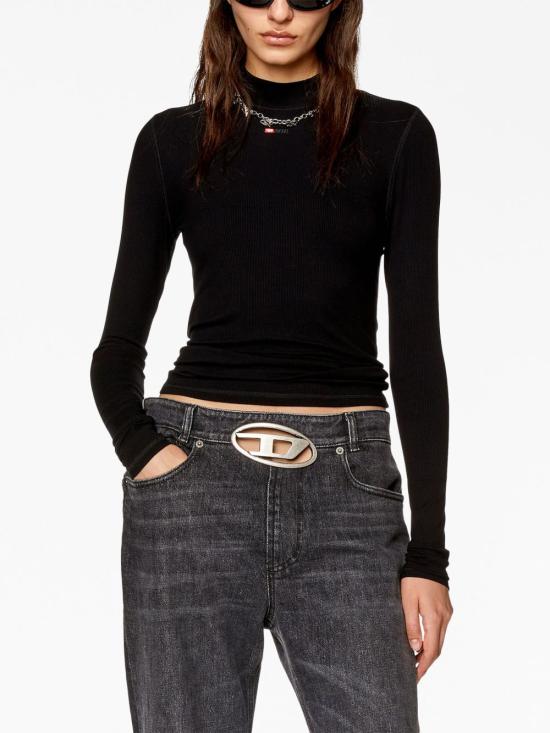 26FW 디젤 T 목키 Ls 마이크로디브 모크넥 립드 티셔츠 A10399 0BLAN9XX Nero - DIESEL