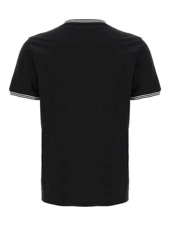 26SS 휴고보스 스트라이프 & 로고 스트레치 코튼 티셔츠 50521245001 Black - HUGO BOSS