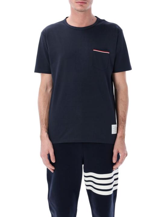 26SS 톰브라운 미디움 웨이트 저지 팁 포켓 크루넥 티셔츠 MJS010A01454415 Blue