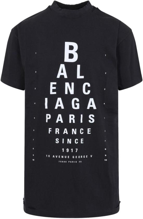 25SS 발렌시아가 옵틱컬 오버사이즈 티셔츠 811688TRVU69034 BLACK
