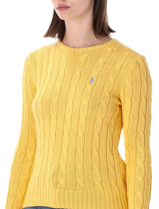 26SS 폴로 랄프로렌 포니 로고 피마코튼 케이블 니트 스웨터 211971869507 Yellow - POLO RALPH LAUREN