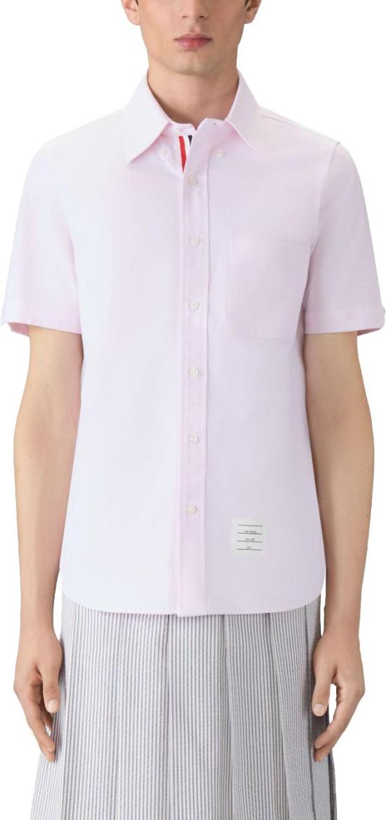 26SS 톰브라운 옥스포드 숏 슬리브 셔츠 MWS239EF0313680 PINK - THOM BROWNE