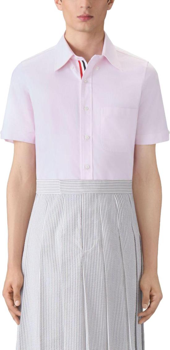 26SS 톰브라운 옥스포드 숏 슬리브 셔츠 MWS239EF0313680 PINK - THOM BROWNE