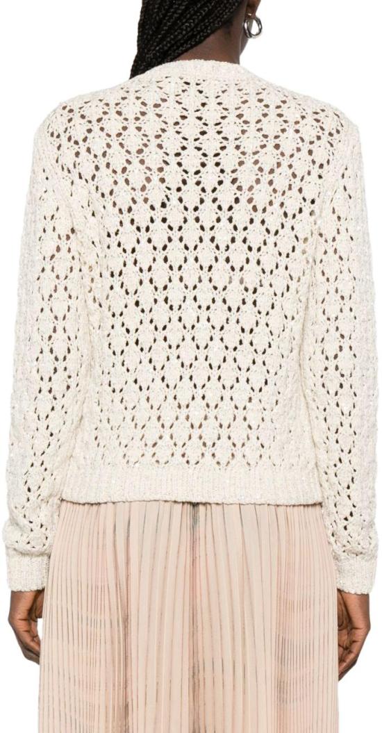 26SS 파비아나 필리피 시퀸 코튼 리본 스웨터 MAD276F101M102VR1 WHITE - FABIANA FILIPPI