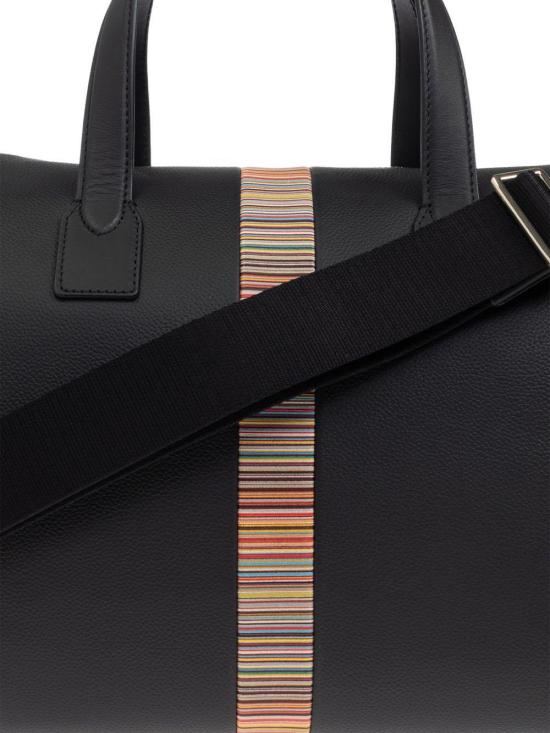26SS 폴 스미스 스트라이프 시그니쳐 레더 트림 데이 홀드올 더플백 M1A8180CMULTI79 BLACK - PAUL SMITH