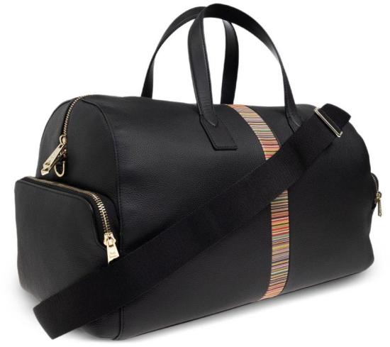 26SS 폴 스미스 스트라이프 시그니쳐 레더 트림 데이 홀드올 더플백 M1A8180CMULTI79 BLACK - PAUL SMITH