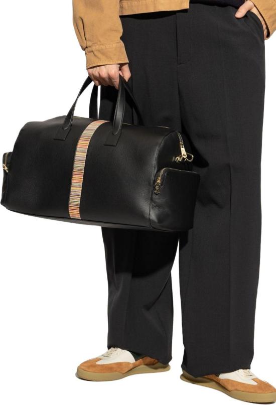 26SS 폴 스미스 스트라이프 시그니쳐 레더 트림 데이 홀드올 더플백 M1A8180CMULTI79 BLACK - PAUL SMITH