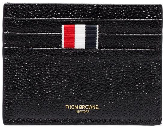 26FW 톰브라운 페블 그레인 레더 스트라이프 노트 카드 홀더 MAW031L00198001 BLACK - THOM BROWNE