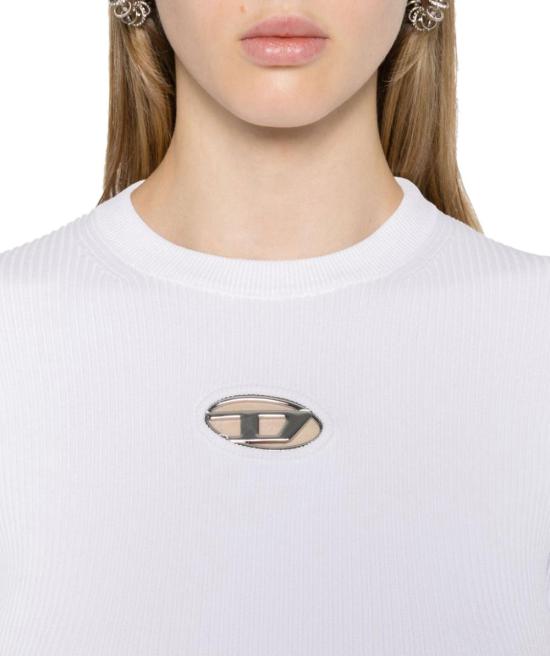 26SS 디젤 M-발라리 오발 D 립 니트 비스코스 블렌드 탑 A153280DLAX100 WHITE - DIESEL